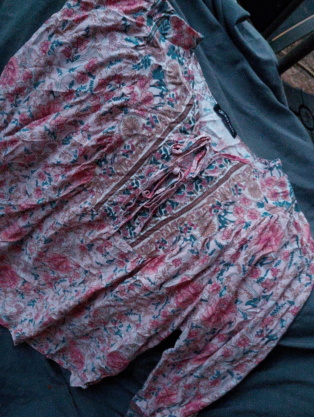 Boho Floral Peasant Blouse - Pink